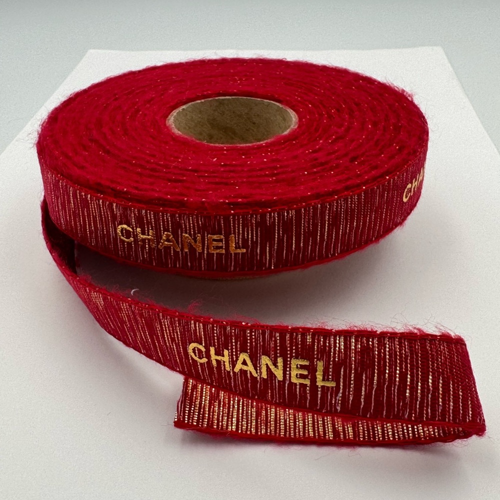 CHANEL Red and Gold Decorative Ribbon